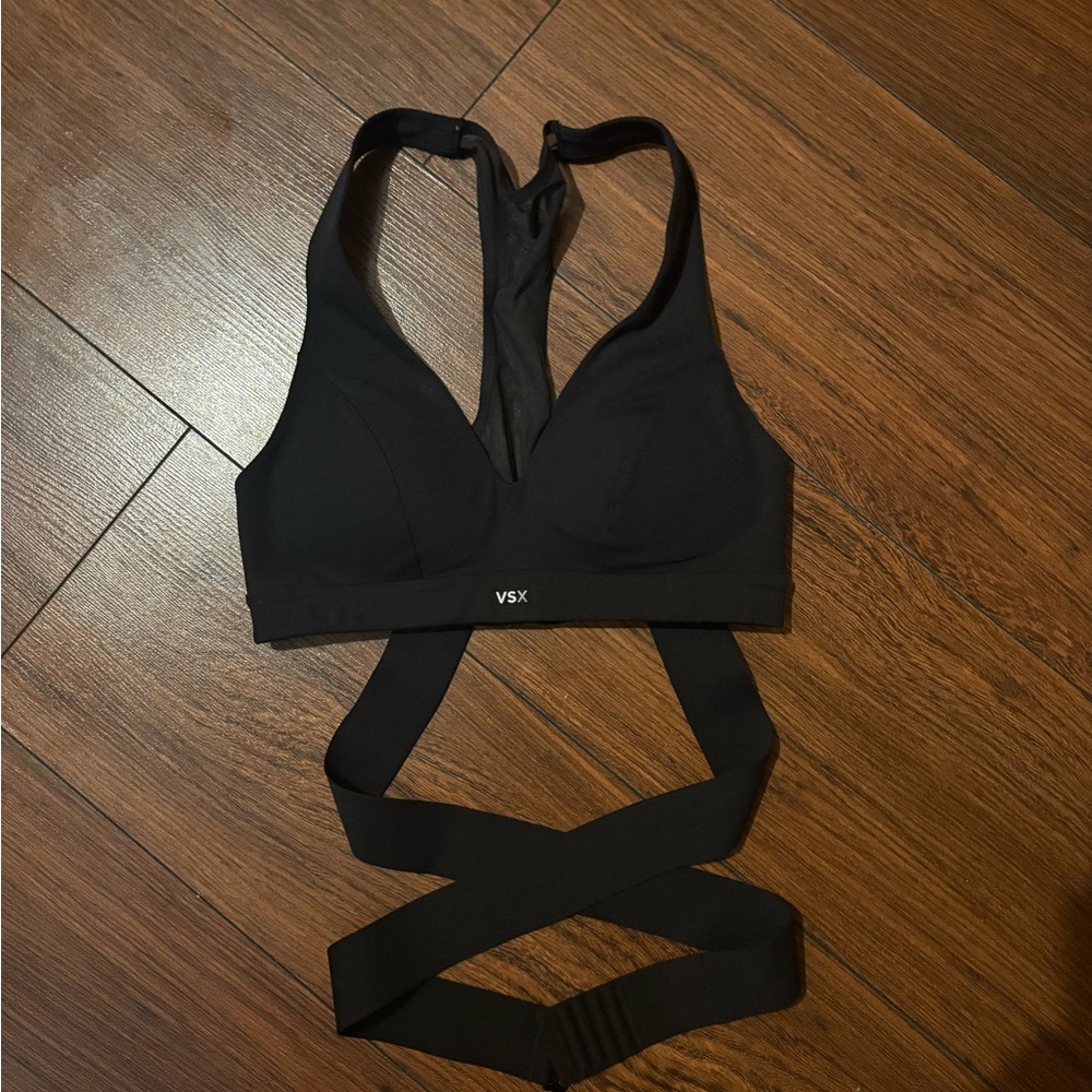 VSX Black Cross-Strap Sports Bra